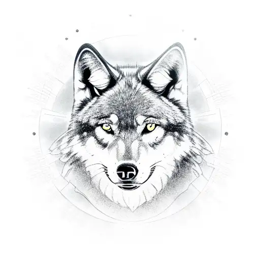 A Pharmacy Cross Made Out Of Lightsabers With A Wolf Silhouette In The Background