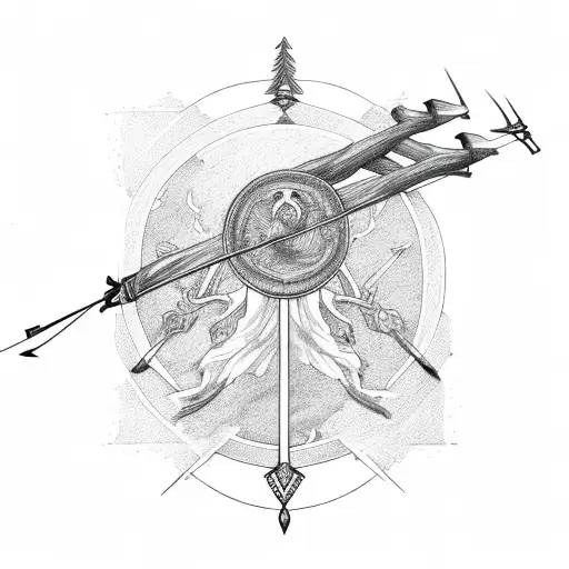 Elder Tree With Sagittarius Bow And Arrow