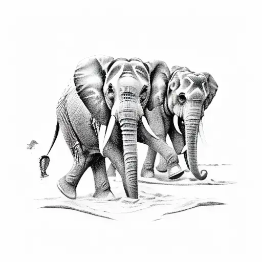 Elephants On A Beach