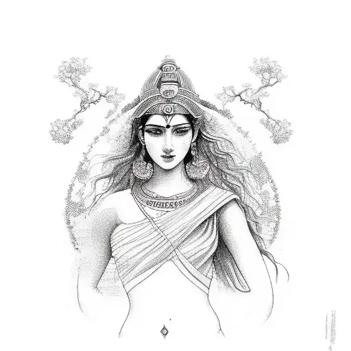 Gaya Greek Godess With Nature As A Background