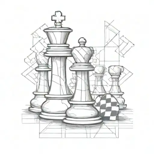 Chess Piece With Checker Board Background Black
