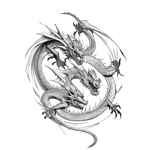 Good Dragon And An Evil Dragon Fighting