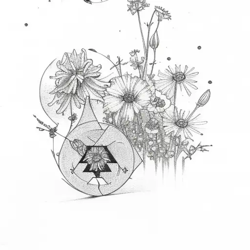 Dainty Triangle With Delicate Wildflowers Incorporated