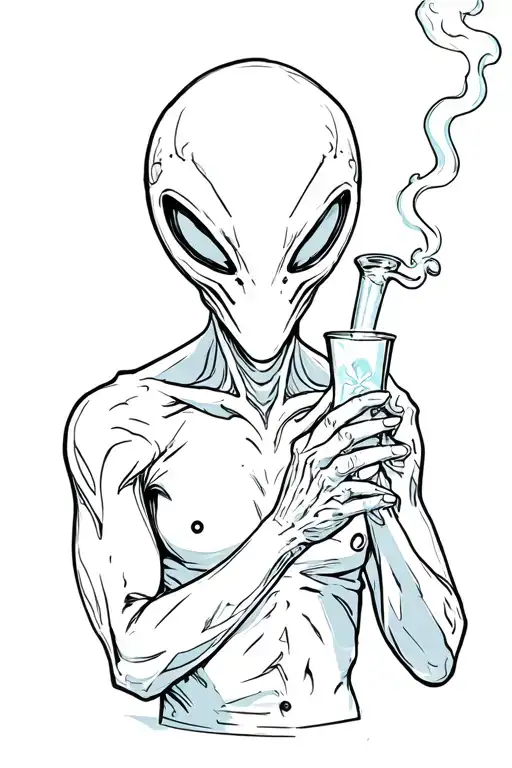 Alien Smoking A Bong