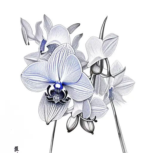 Blue Chinese Orchid With Dagger