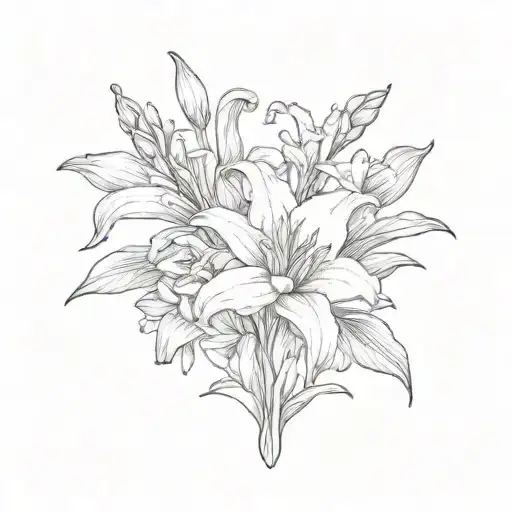 Boquet Of Gladiolus Snowdrop And Water Lily