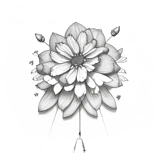 Thin Triangle With Dainty Wildflowers Behind