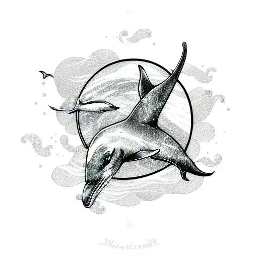 Narwhal And Dolphin Pisces Sign