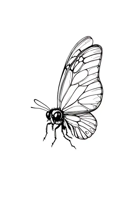 Half Butterfly Hald Honey Bee Flying