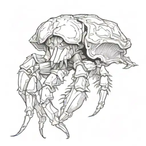Hermit Crab Using A Badger Skull As A Shell