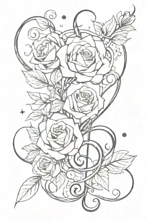 Roses Sparkles Music Note Intertwined
