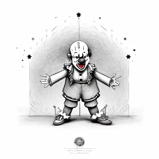 Clown Picture Inside 5 Point Star Border