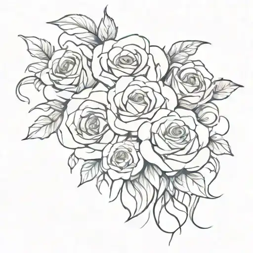 A Unique Tattoo Of A Heart-shaped Rose Bouquet With Hair Strands Flowing Through The Flowers