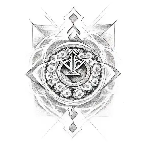 Combine A Sketch Style Tattoo Of A Christian Symbol With A Subtle Floral Pattern