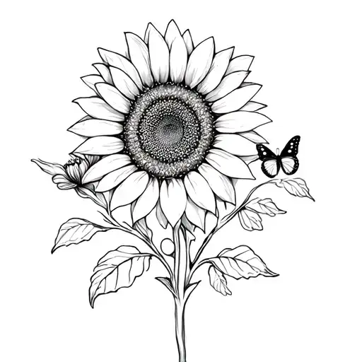 Sunflower Flowers And Butterfly