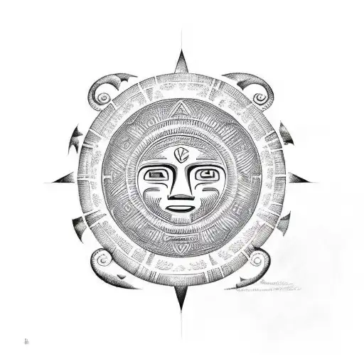 A Beach Sunset With Taino Petroglyph Symbols Incorporated Into The Design