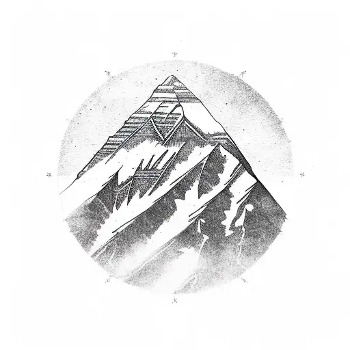 Mount Everest In A Circle With Eagles