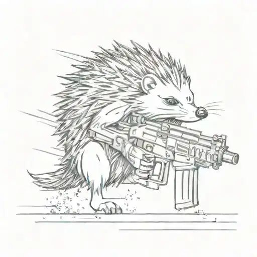 Angry Hedgehog With A Machine Gun