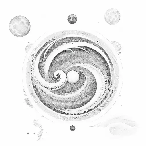 Phases Of Moon With Waves Connecting Those Phases