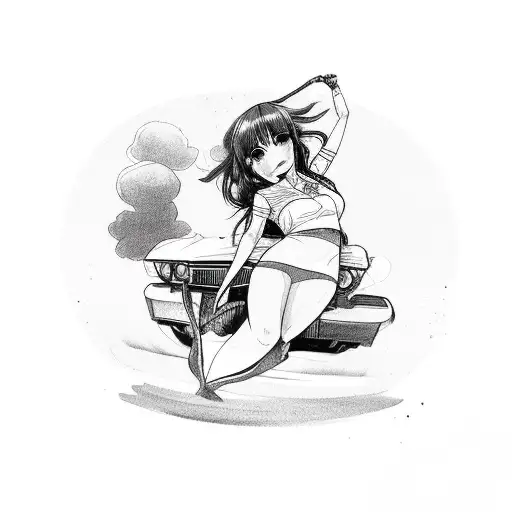 Girl Laying On The Top Of Car