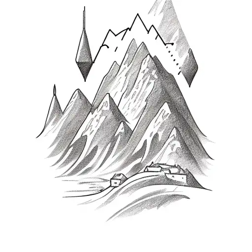A Sketch Style Tattoo Of A Baking Whisk Intertwined With Coffee Beans And A Mountain Peak