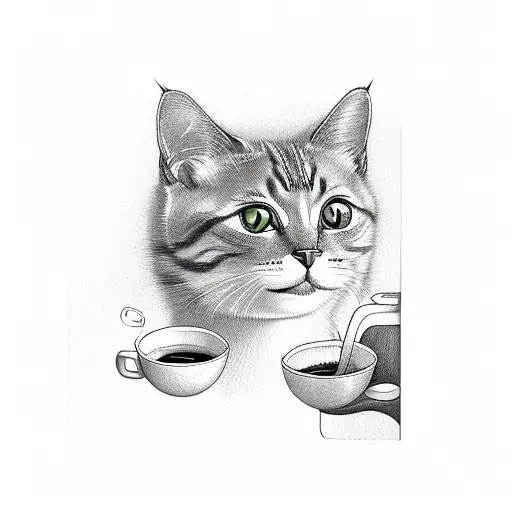 Cat With A Stethascope And Coffee Cup