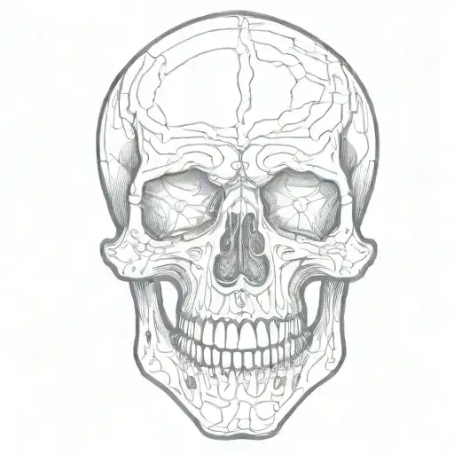 Skull Outline Jaw Teeth And Nose Print
