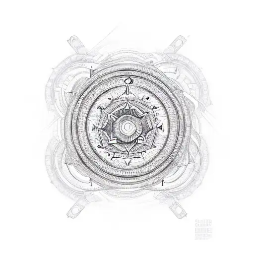 A Mandala Design Incorporating Music Symbols And Mechanical Parts