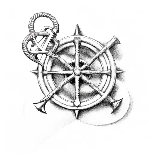 Ship Wheel And Anchor