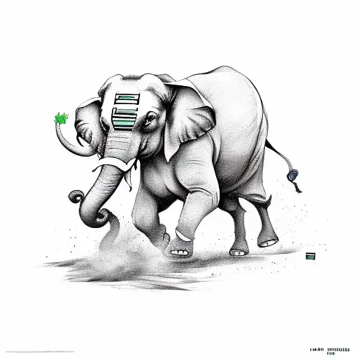 Sikh Warrior Running And Jump Attacking An Enemy Elephant