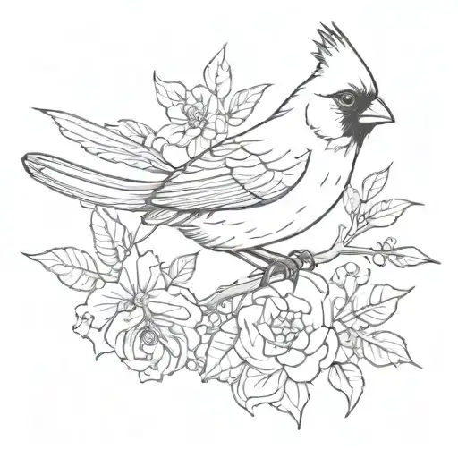 Feminine Linework Cardinal