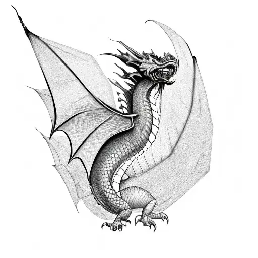 Stylized Graphic Dragon In Profile