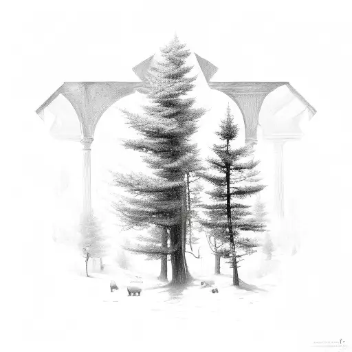 Forest With Roman Numerals