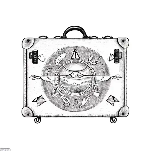 A Vintage Suitcase With Travel Stickers Representing The Client's Zodiac Sign As Part Of The Design