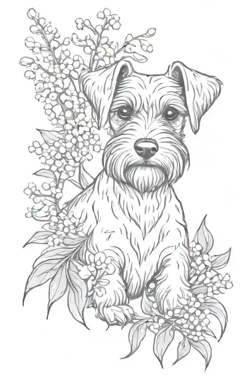 Schnauzer And Lily Of The Valley