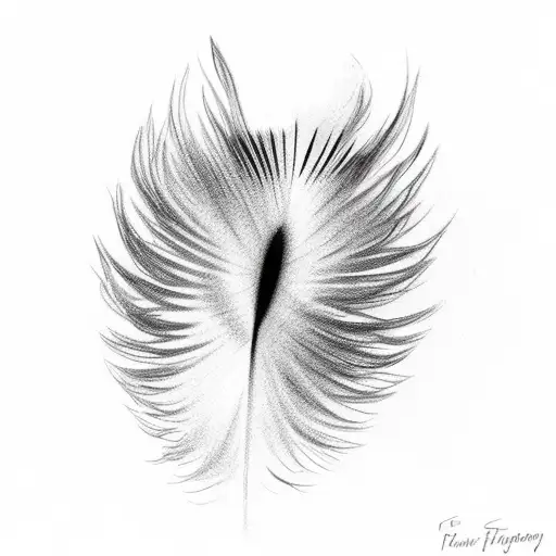 Bird Feather On Fire Color Drawing