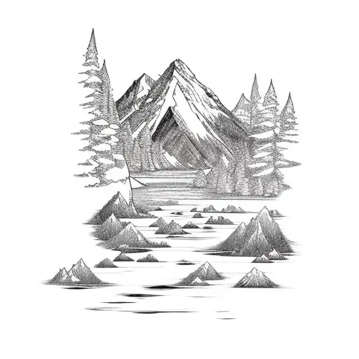 Mountain Scene With Lake And Trail