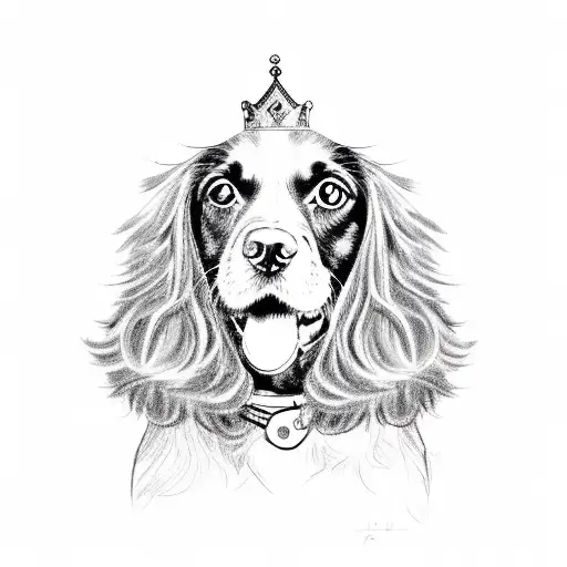 A Boykin Spaniel Wearing A Purple Crown Sitting In A Truck