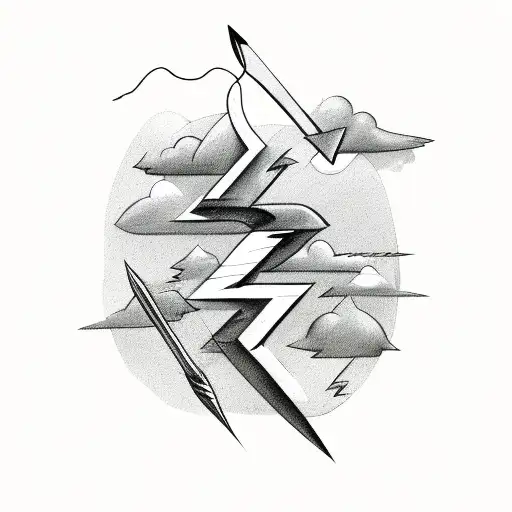 Arrow With Lightning And Clouds