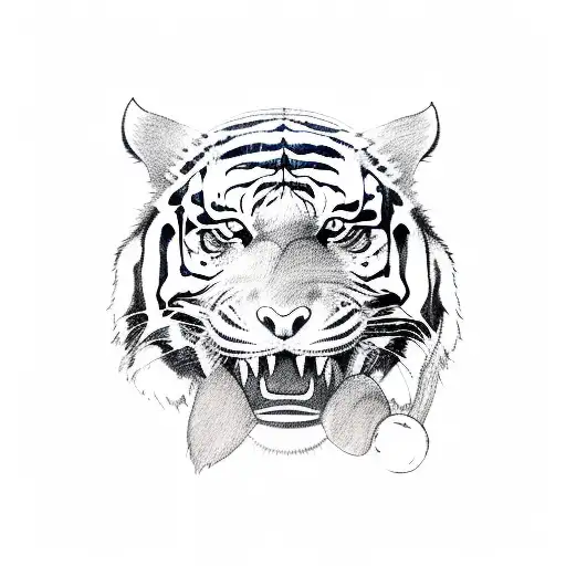 A Sketch Of A Sailor Navigating The Ocean With A Tiger As His First Mate