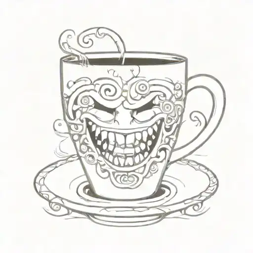 A Whimsical Coffee Cup With Teeth As The Handle Made
