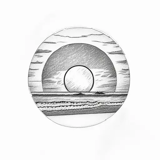 A Polaroid Picture Of A Beach At Sunset With A Full Moon Overhead