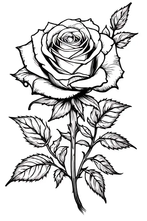 Rose Tattoo With Detailed Illustration