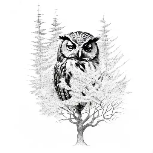 Owl In A Tree