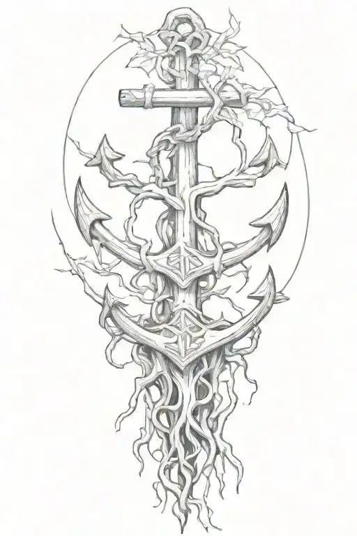 Anchor Wrapped In Tree Roots Reaching Deep