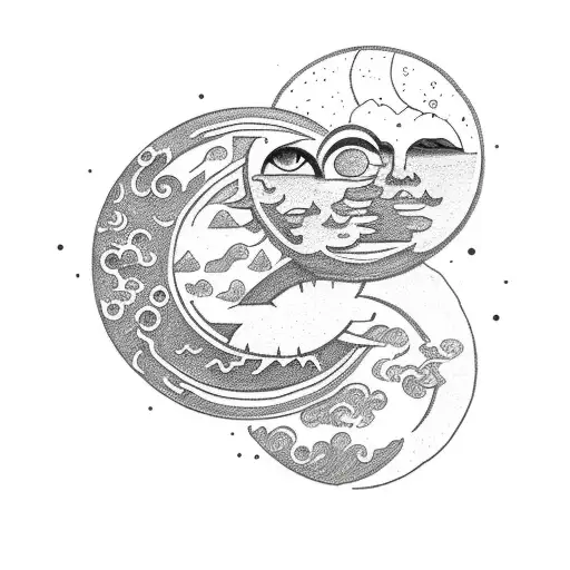 Sun And Moon With Nature