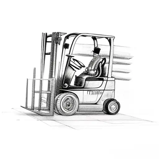 Forklift Driver Looking At Airplane