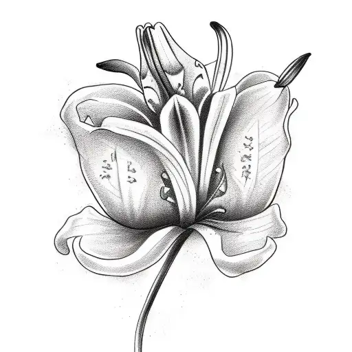 A Sketch-style Tattoo Of A Lily Flower With A Hidden Message For Your Daughter