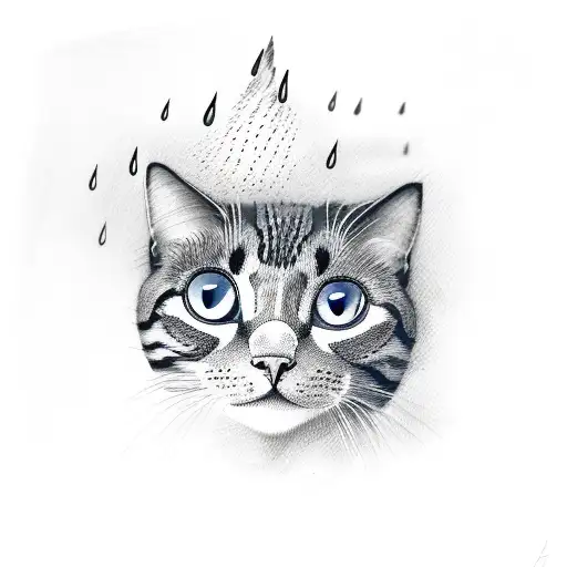 Sad Cat Eye Cloud With Rain And Eyelashes