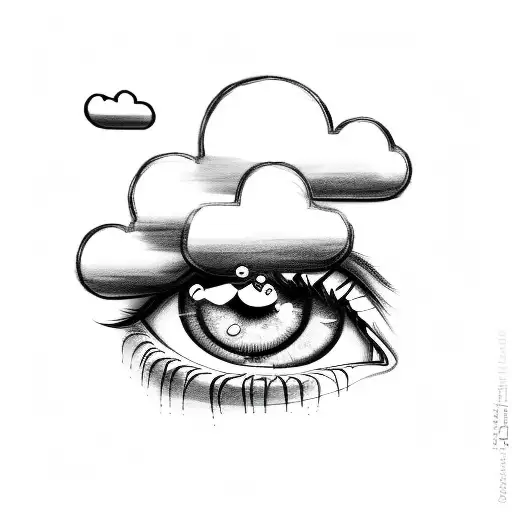 Sad Cloud With Rain And Eyelashes